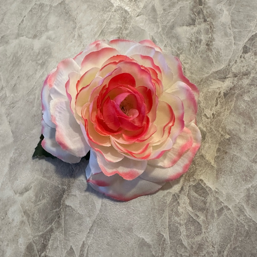 Pink/White Pinup Hair Flower Clip